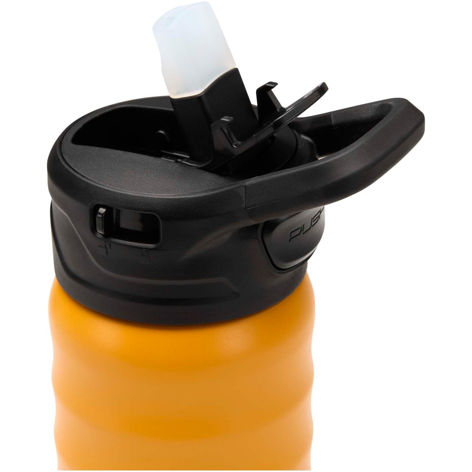 Knox 350 ml RCS Trinkflasche aus recyceltem, doppelwandigem Edelstahl mit Klappstrohhalm - gelb-678