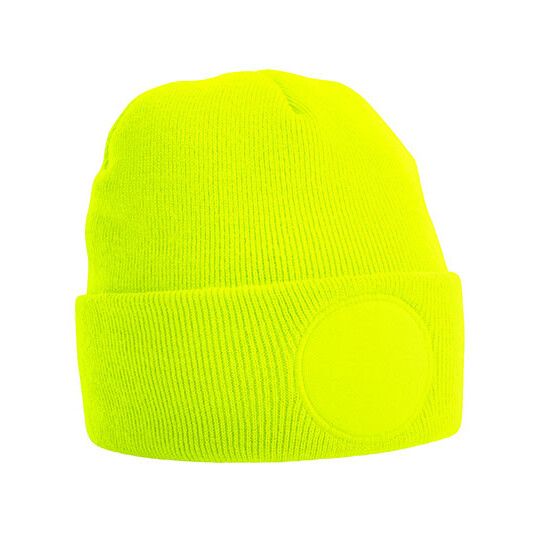 Circular Patch Beanie - fluorescent yellow-770