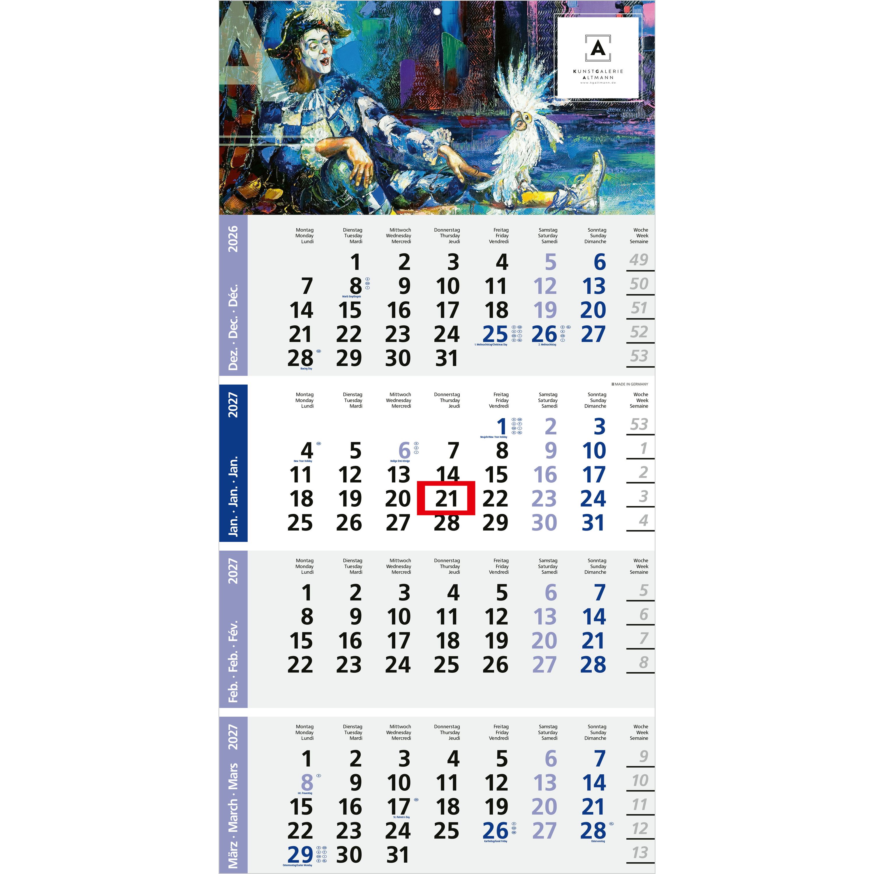 4-Monatskalender Einblatt Logic 4 Post A-946