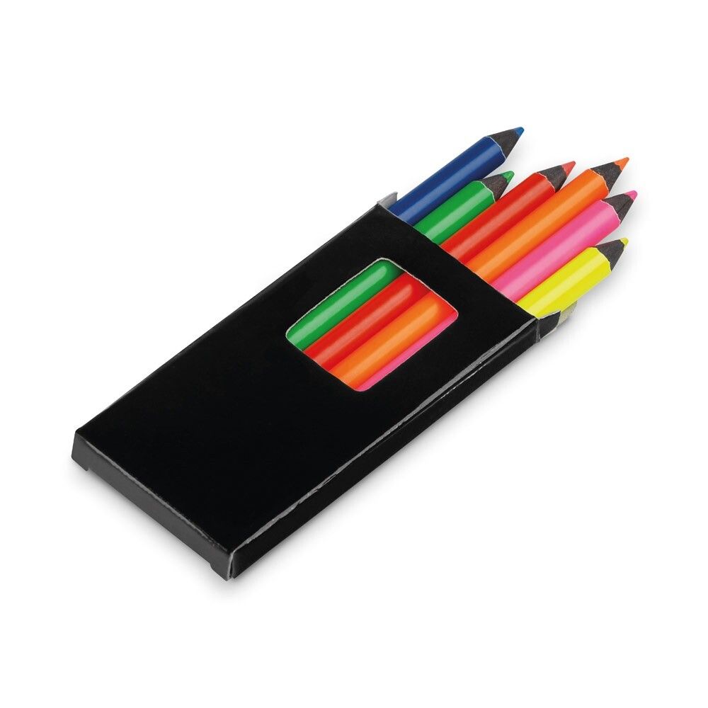 MEMLING Bleistiftbox mit 6 Buntstiften - schwarz-979