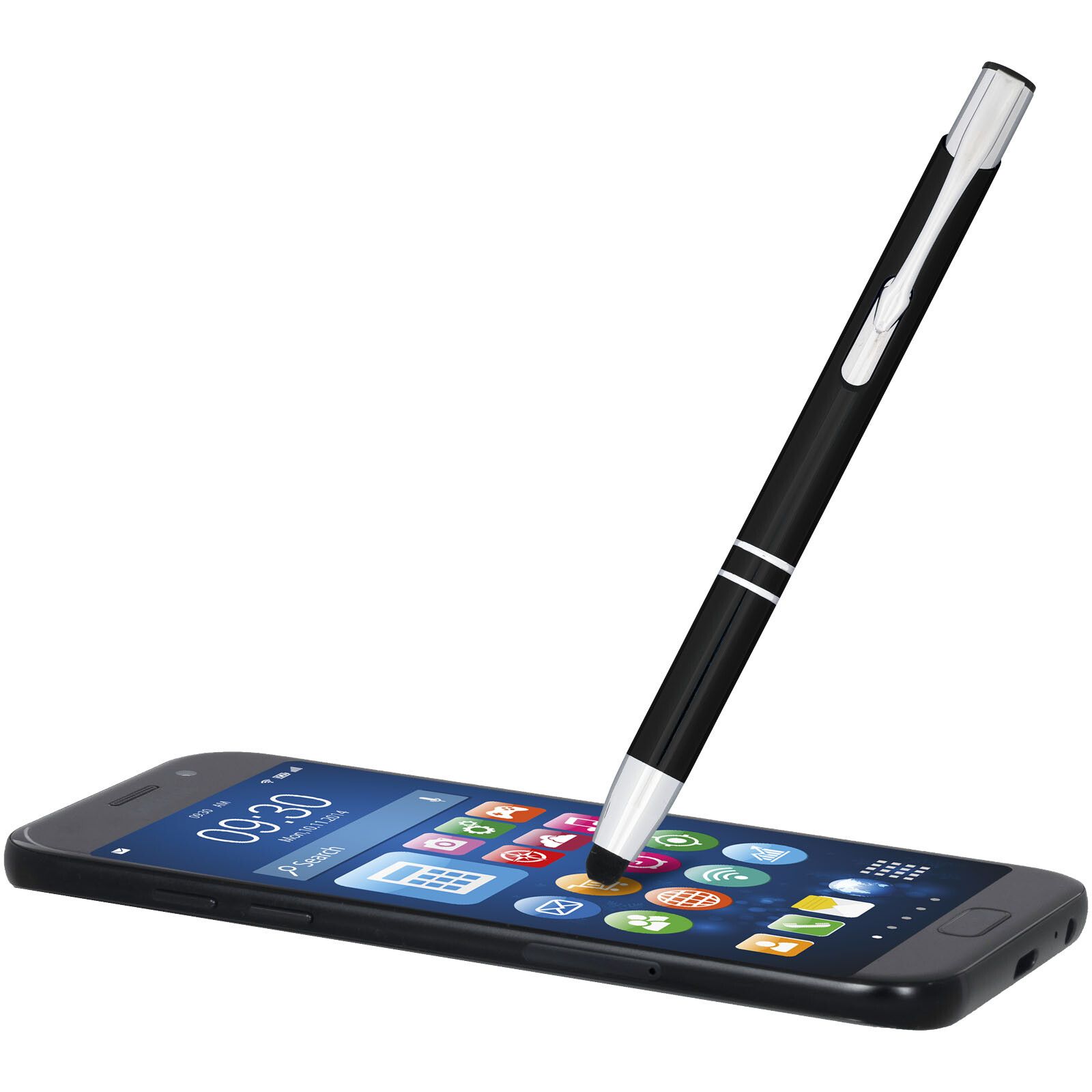 Moneta Kugelschreiber mit Metall Touchpen (blaue Mine) - schwarz-398