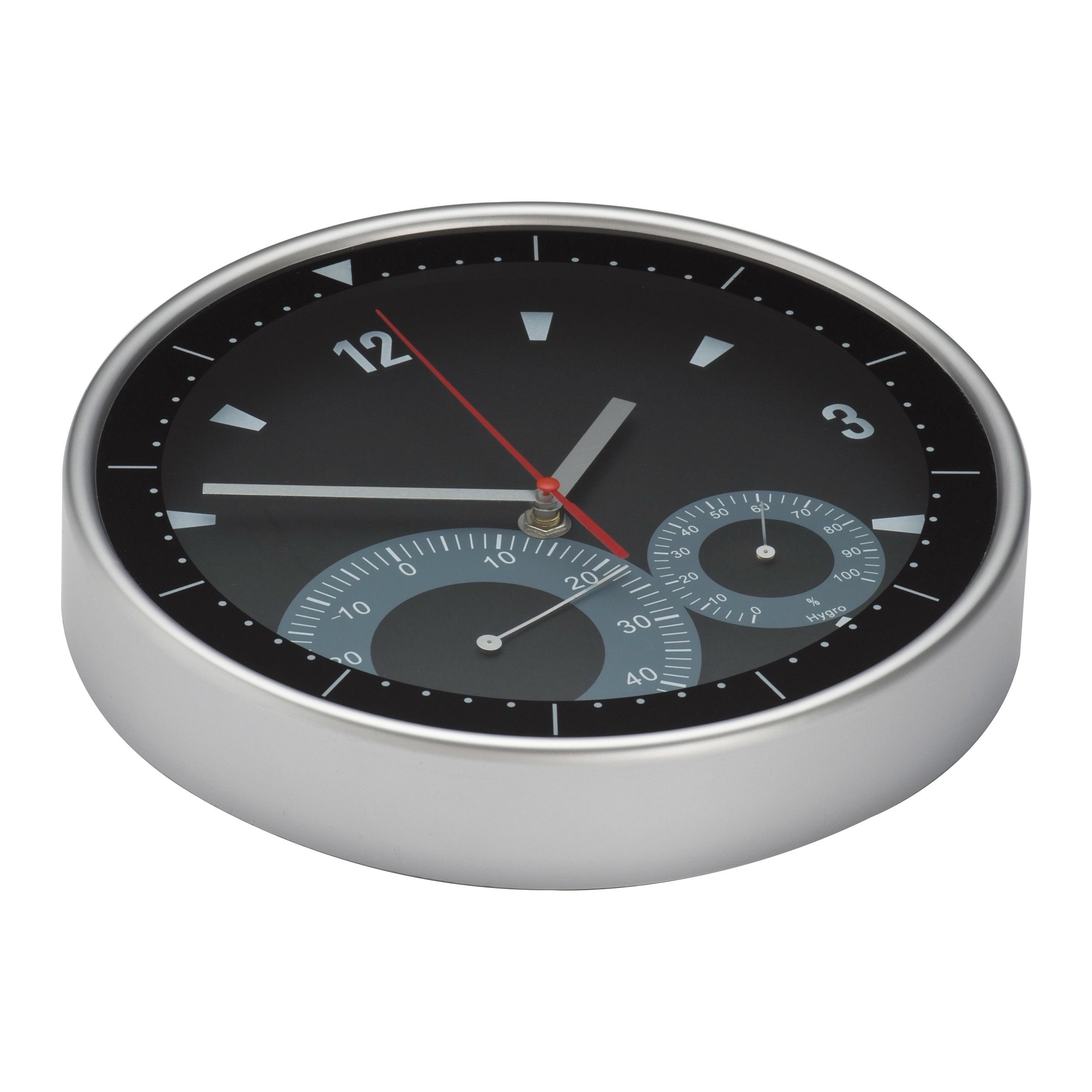Wanduhr mit Hygro - und Thermometer - schwarz-595