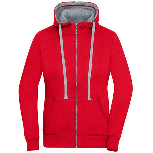 Ladies´ Lifestyle Zip-Hoody - red - grey heather-199