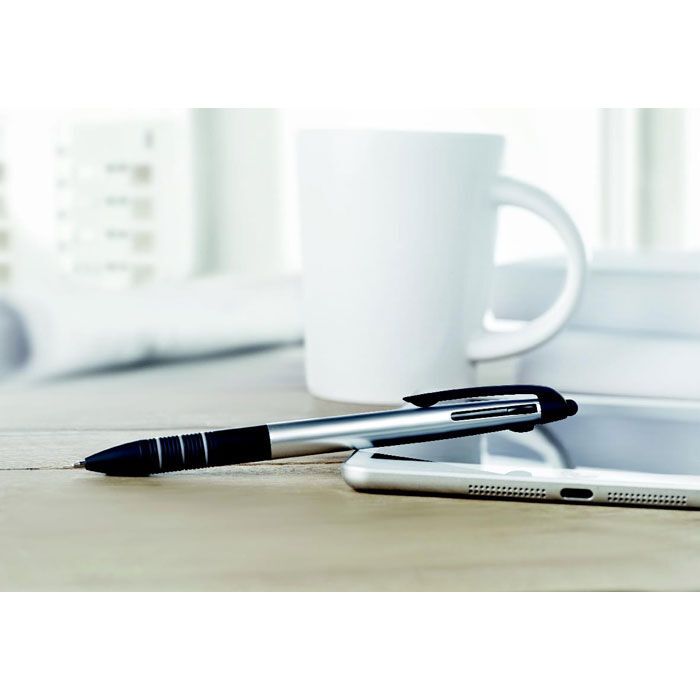 3-Farb-Kugelschreiber/Stylus MULTIPEN - silber-565