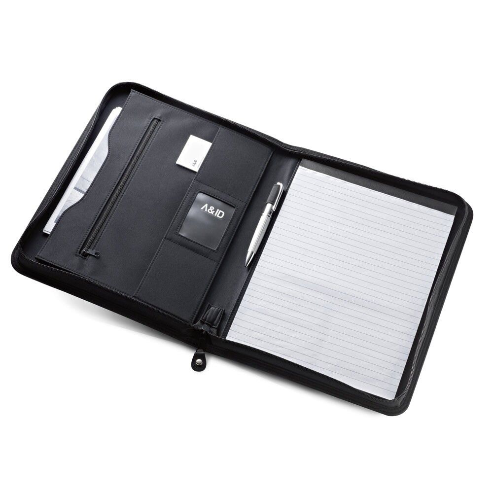 PASZO Schreibmappe aus PU und Mikrofaser linierte Seiten Schreibblock - schwarz-930