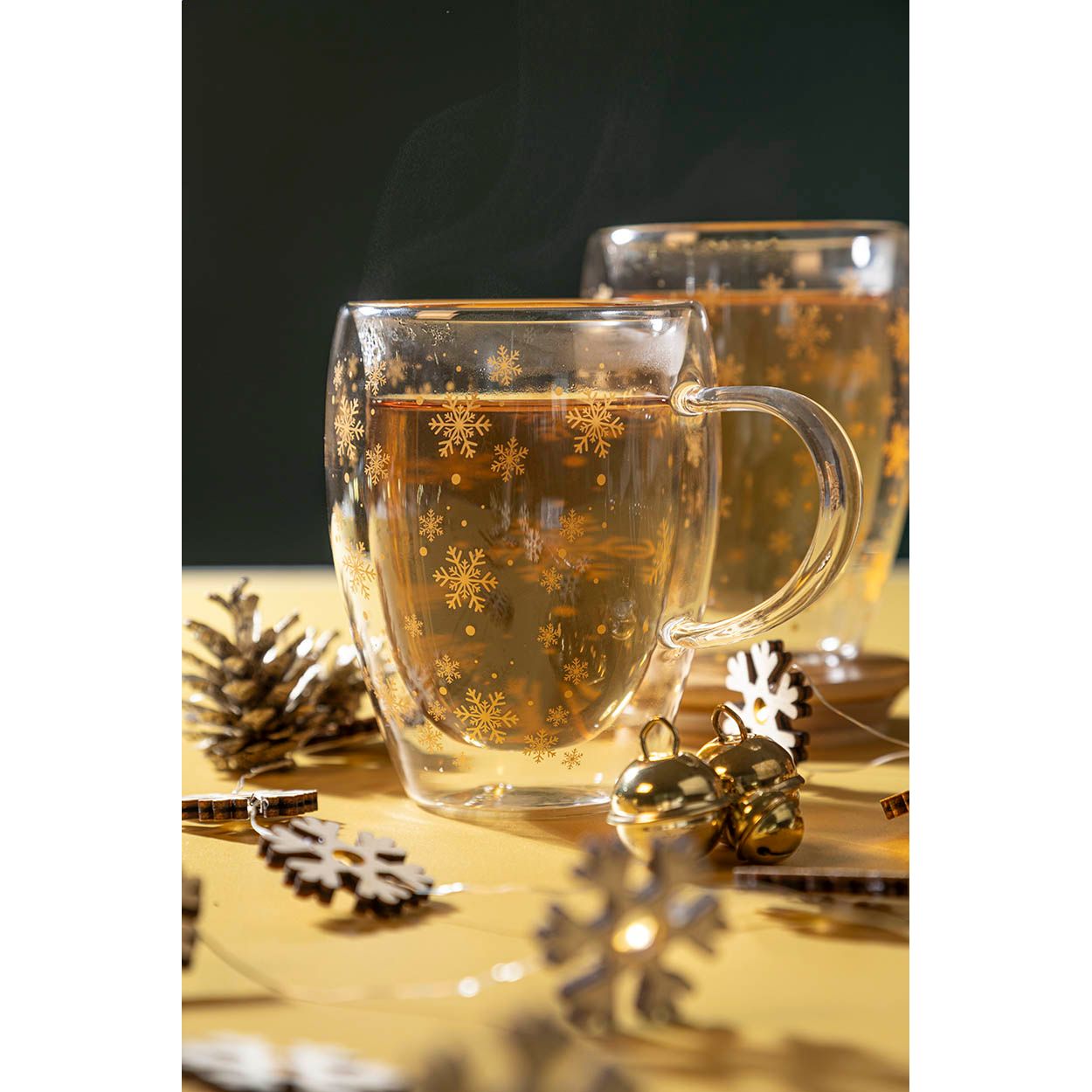Snostro Weihnachts-Thermobecher aus Glas - transparent-457