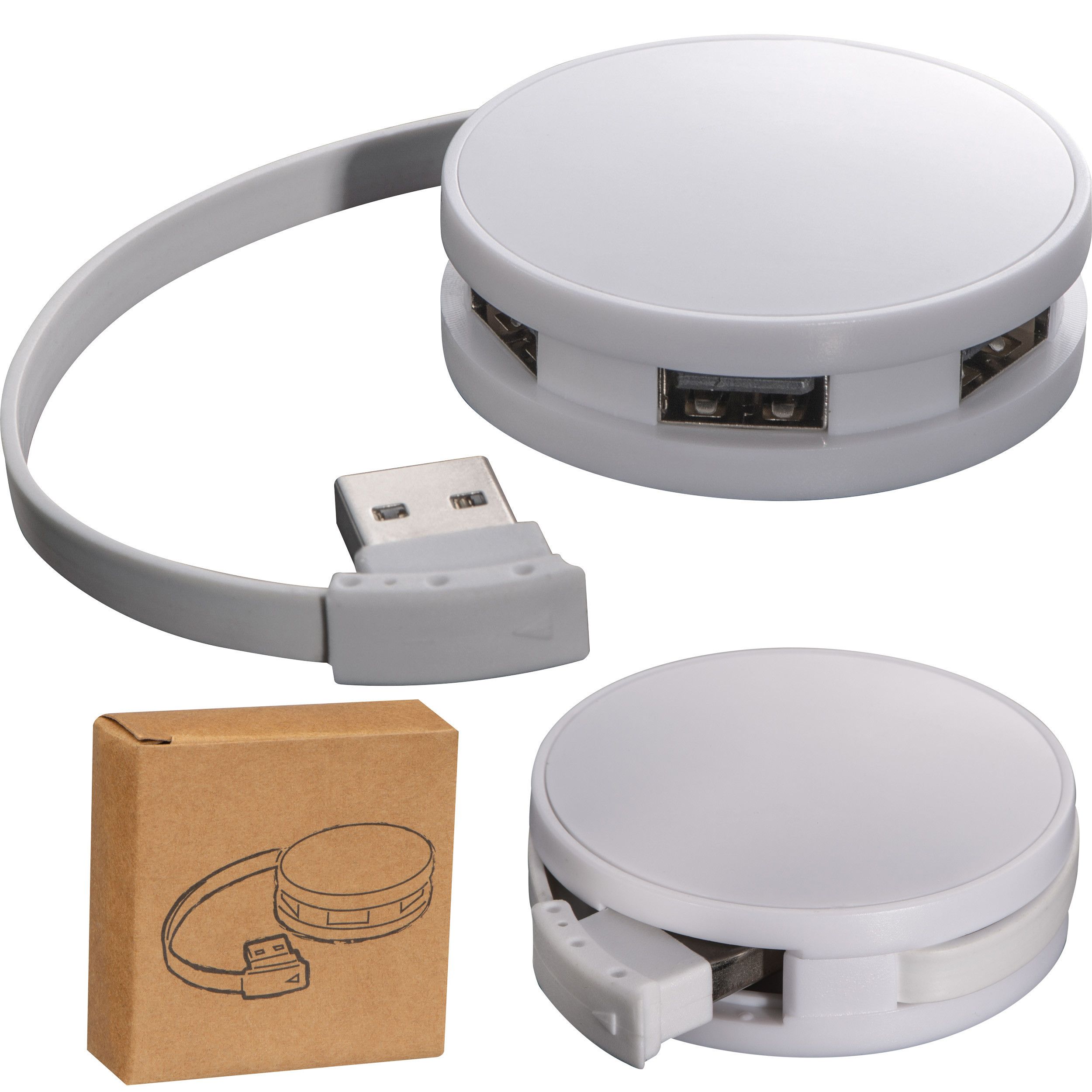 USB Hub aus Kunststoff mit 4 Anschlüssen - weiß-438