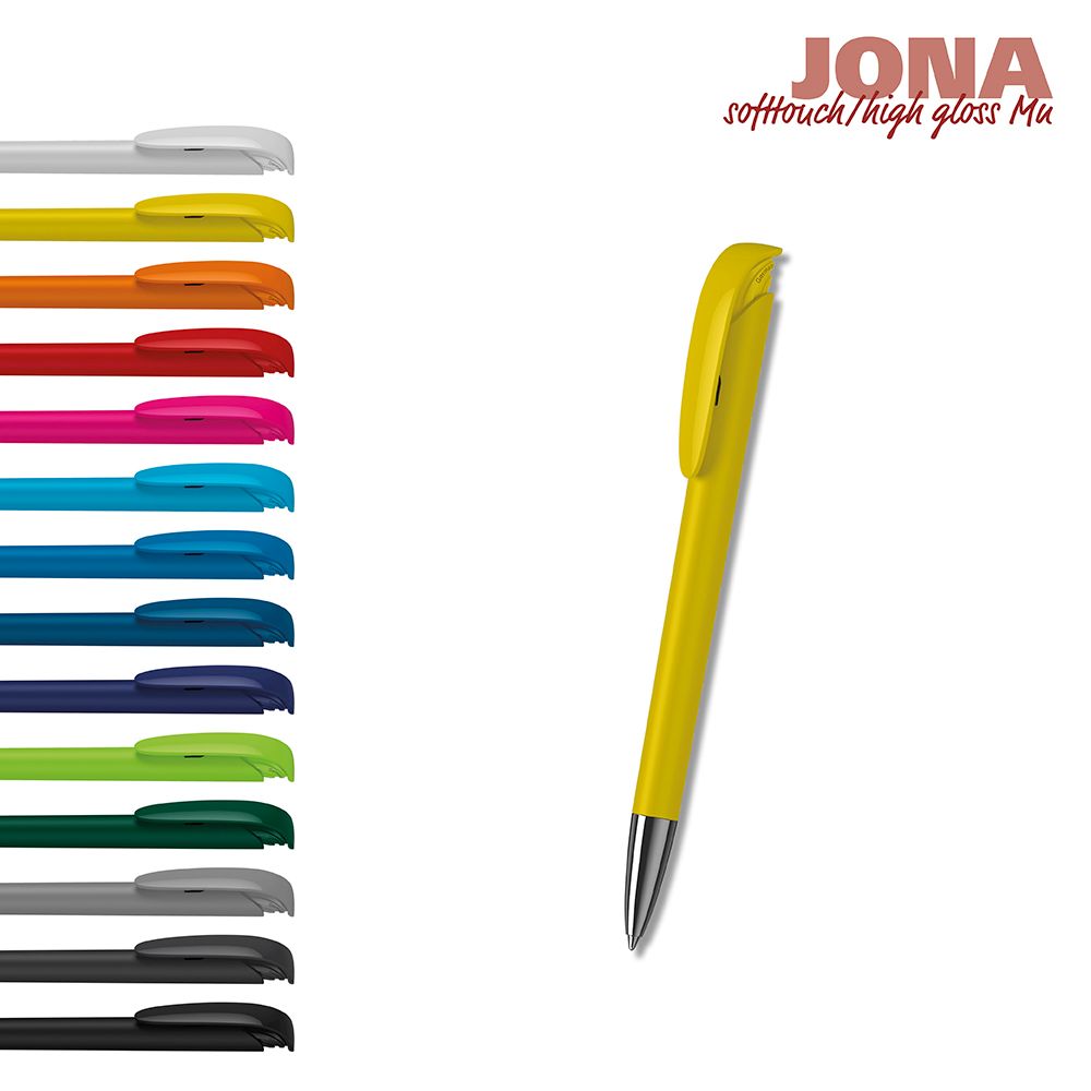 Druckkugelschreiber Jona softtouch/high gloss Mn - softtouch grau - grau-88