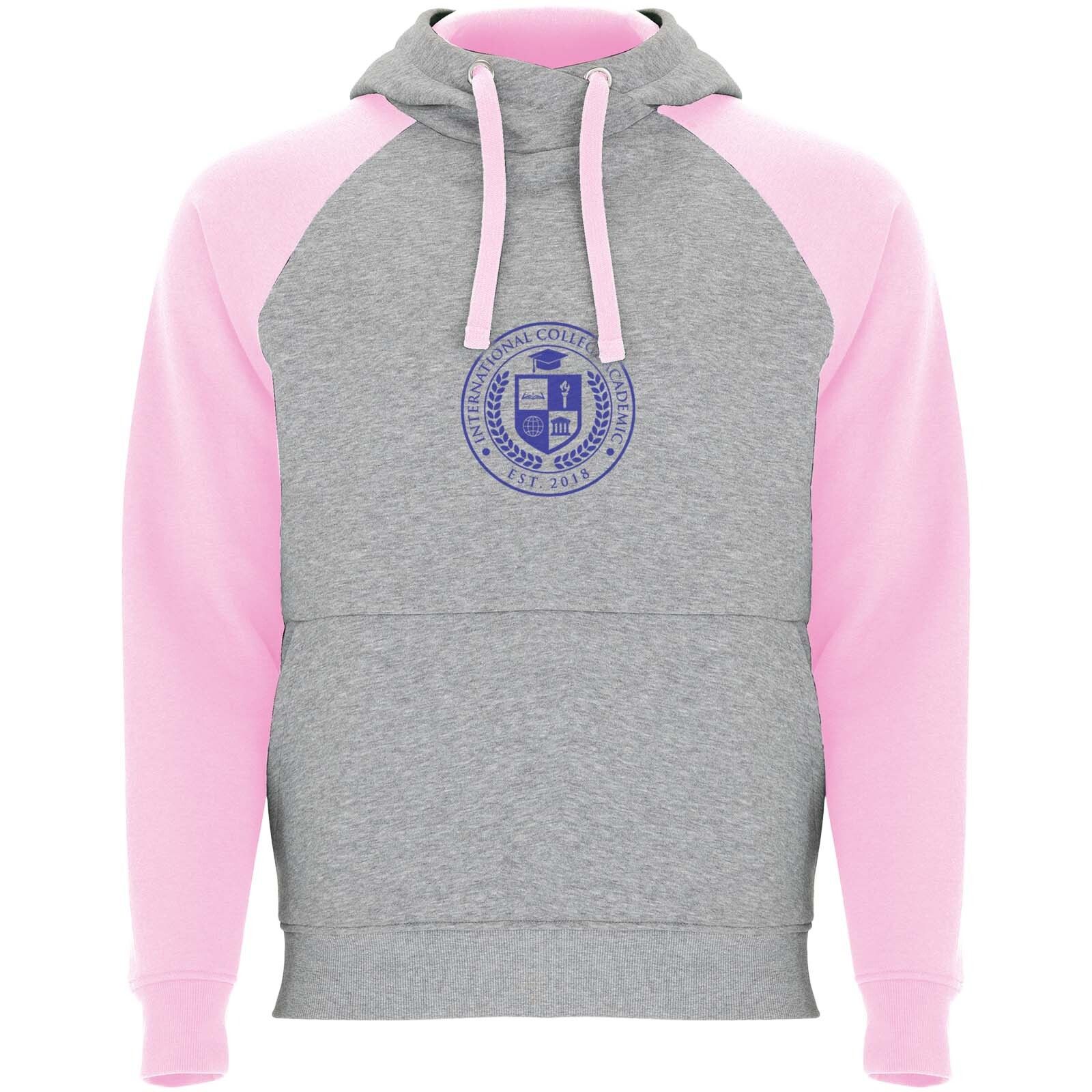 Badet zweifarbiger Kapuzenpullover für Kinder  - heather grau -  hellrosa-841