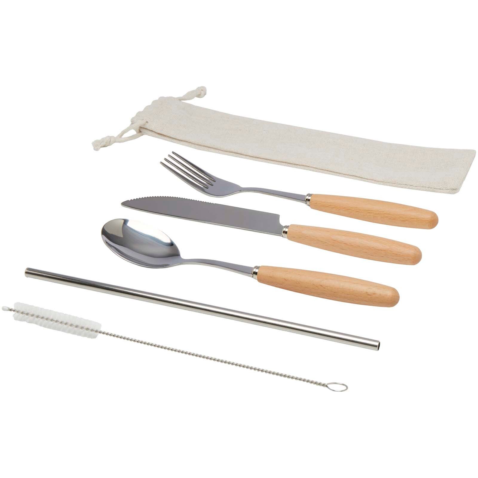 Root 5-teiliges Besteckset aus Edelstahl und Buchenholz  - natur-189