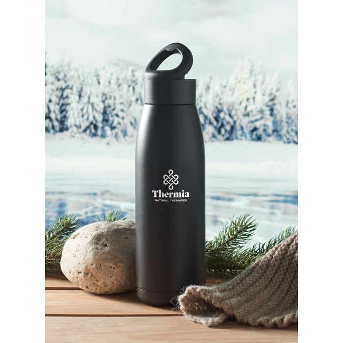 Doppelwandige Flasche 400 ml CALEFRIO - schwarz-598