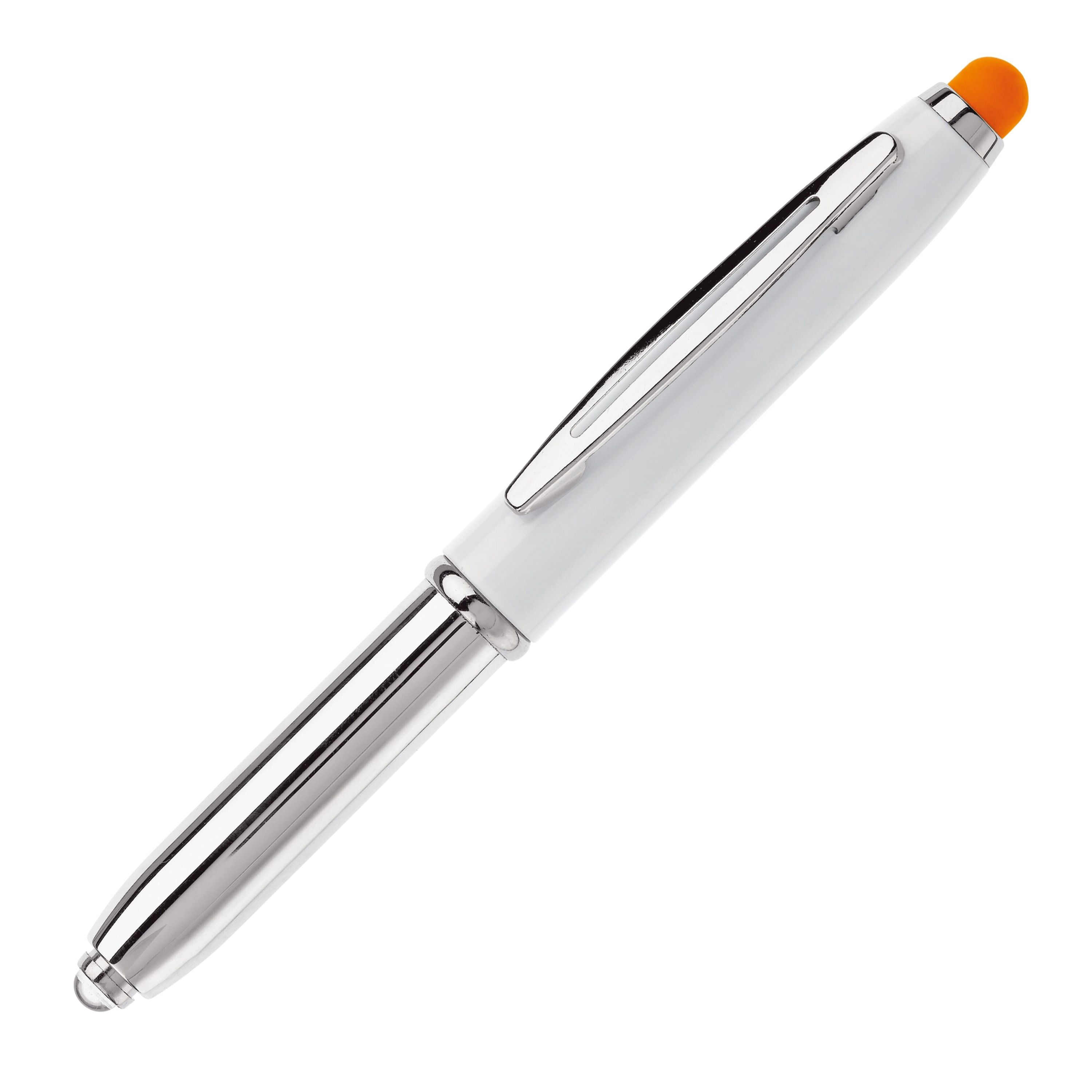 Stylus Kugelschreiber Shine - weiss  -  orange-111