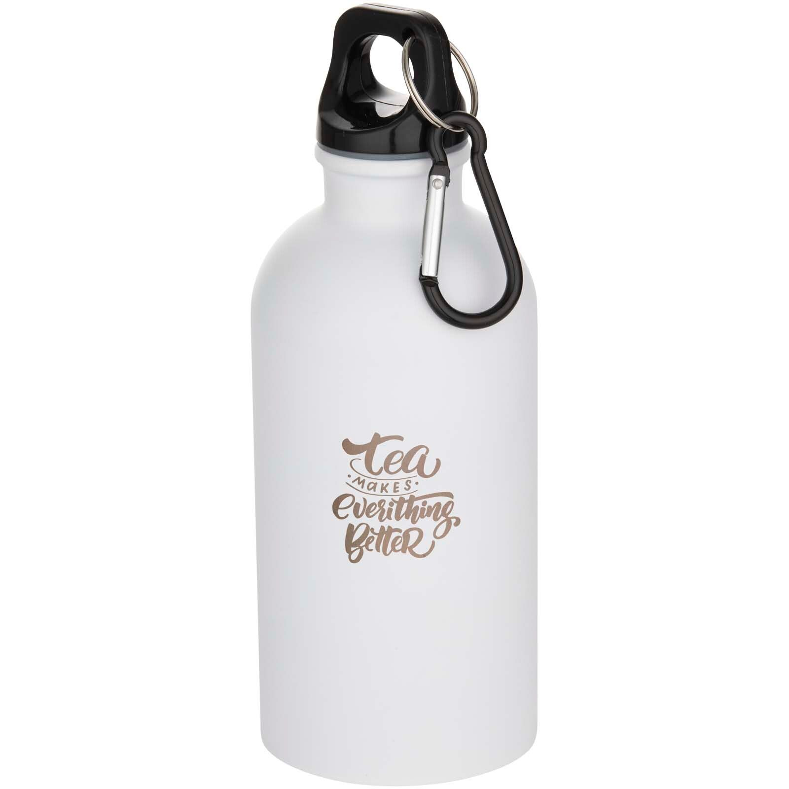 Oregon 400 ml matte RCS-zertifizierte einwandige Trinkflasche aus recyceltem Edelstahl mit Karabinerhaken - weiss-213