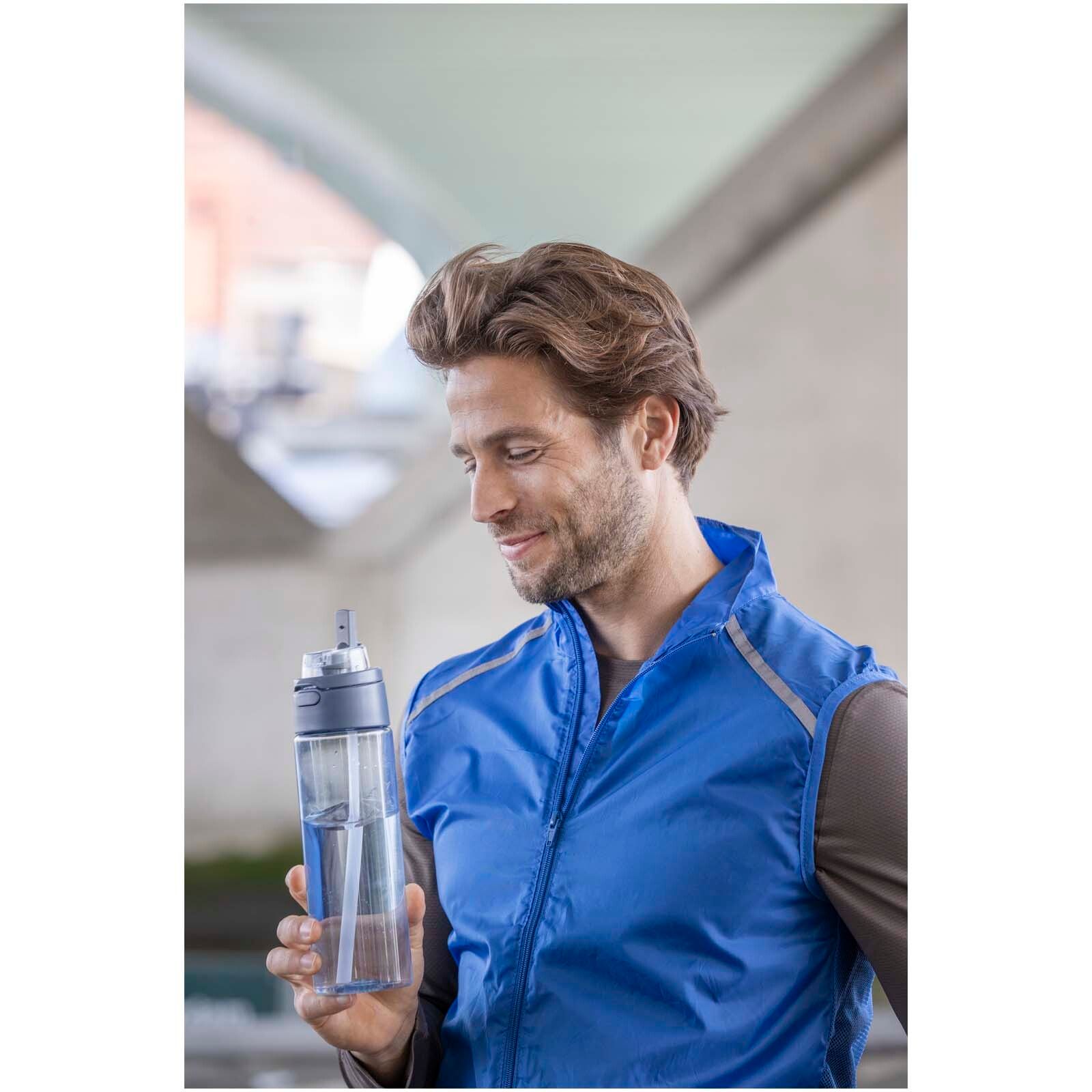 Theron 700 ml RCS Trinkflasche aus recyceltem Kunststoff mit Multifunktionsdeckel und Klappstrohhalm - schwarz-484