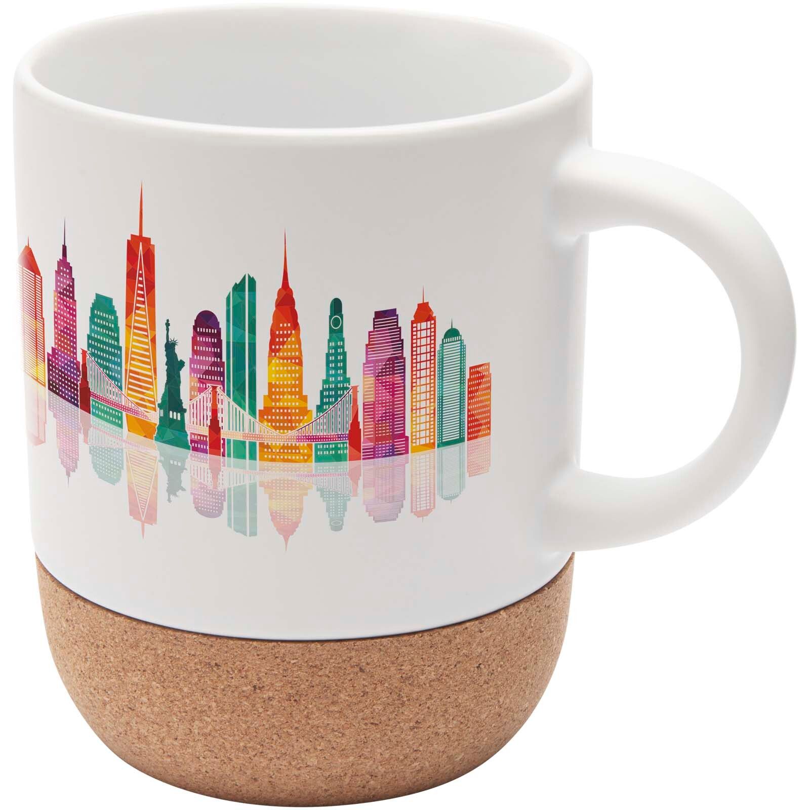 Bari 300 ml Sublimation Keramiktasse mit Korkdetails - weiss-44