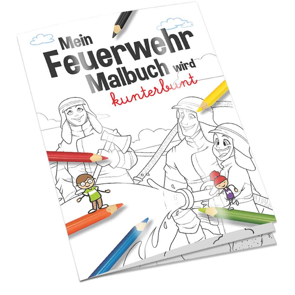 Malbuch / Mal-Set A6 - Feuerwehr - Malset mit 1-c Logoeindruck-387