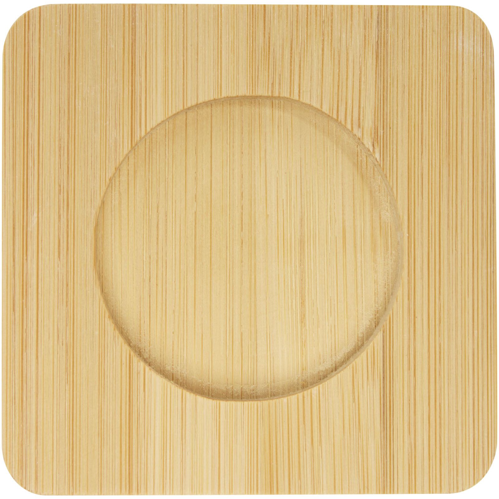 Manti 2-teiliger 100 ml doppelwandiger Glasbecher mit Bambusuntersetzer  - transparent -  natural-5