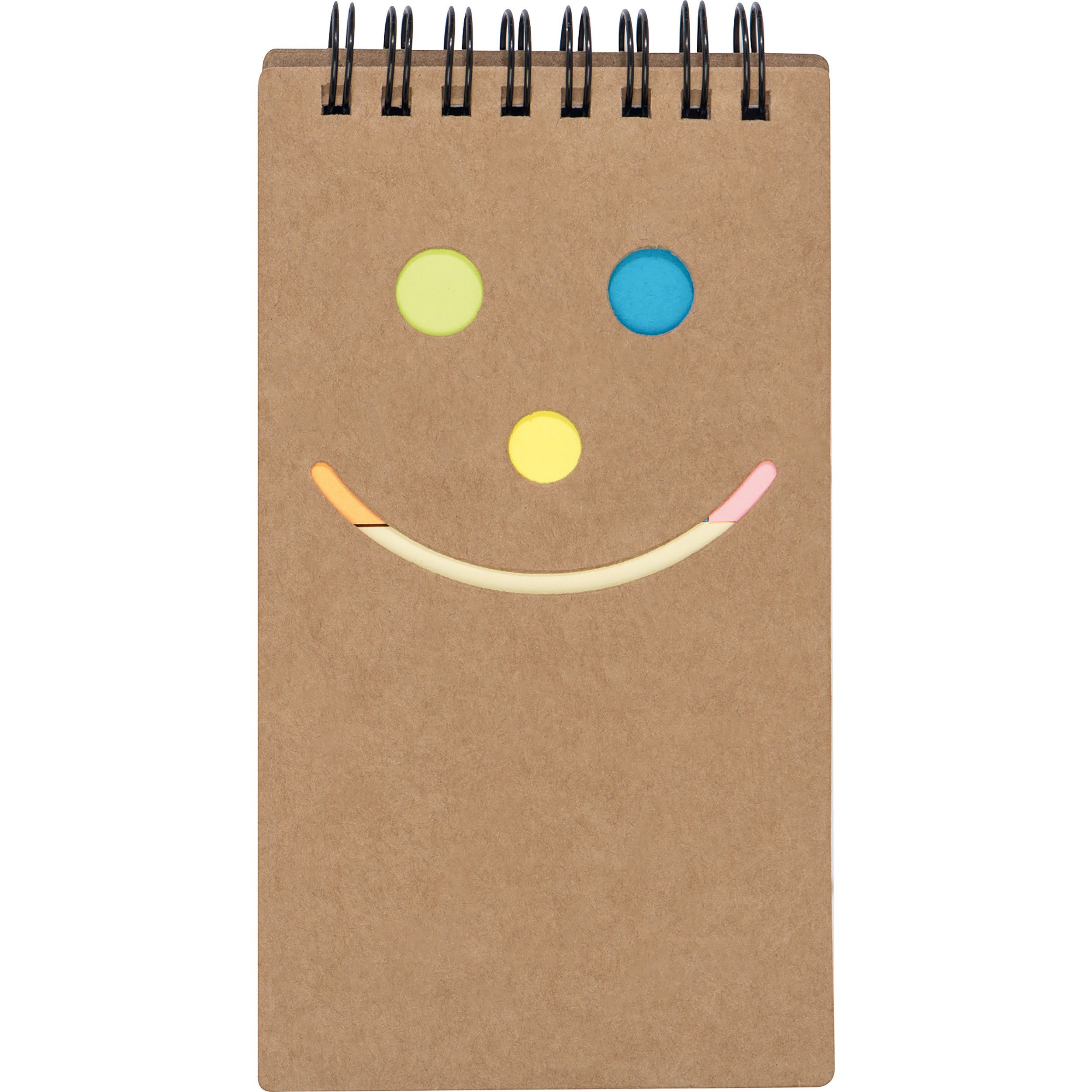 Notizblock mit Spiralbindung und einem Smile Gesicht - braun-677
