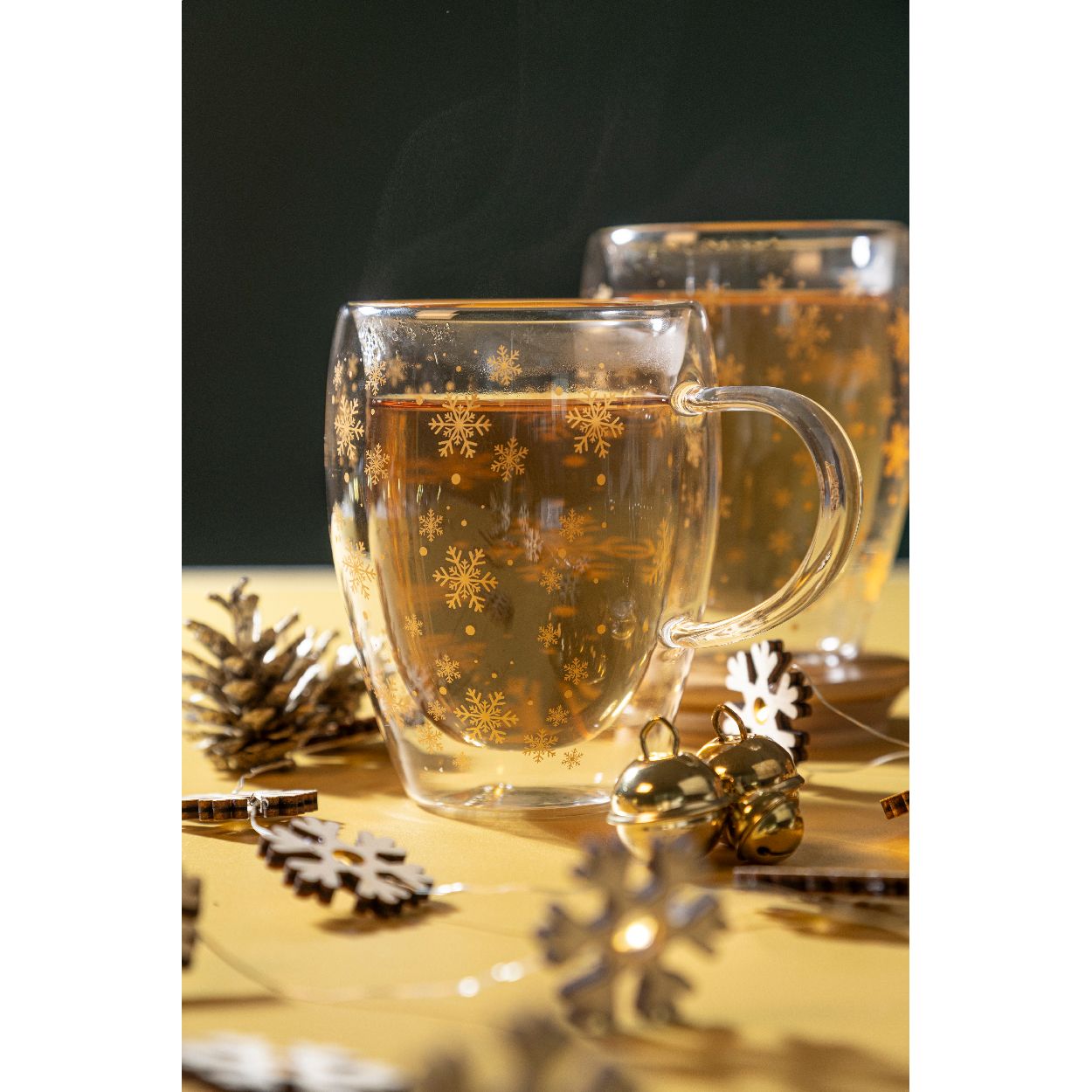 Snostro Weihnachts-Thermobecher aus Glas - transparent-972