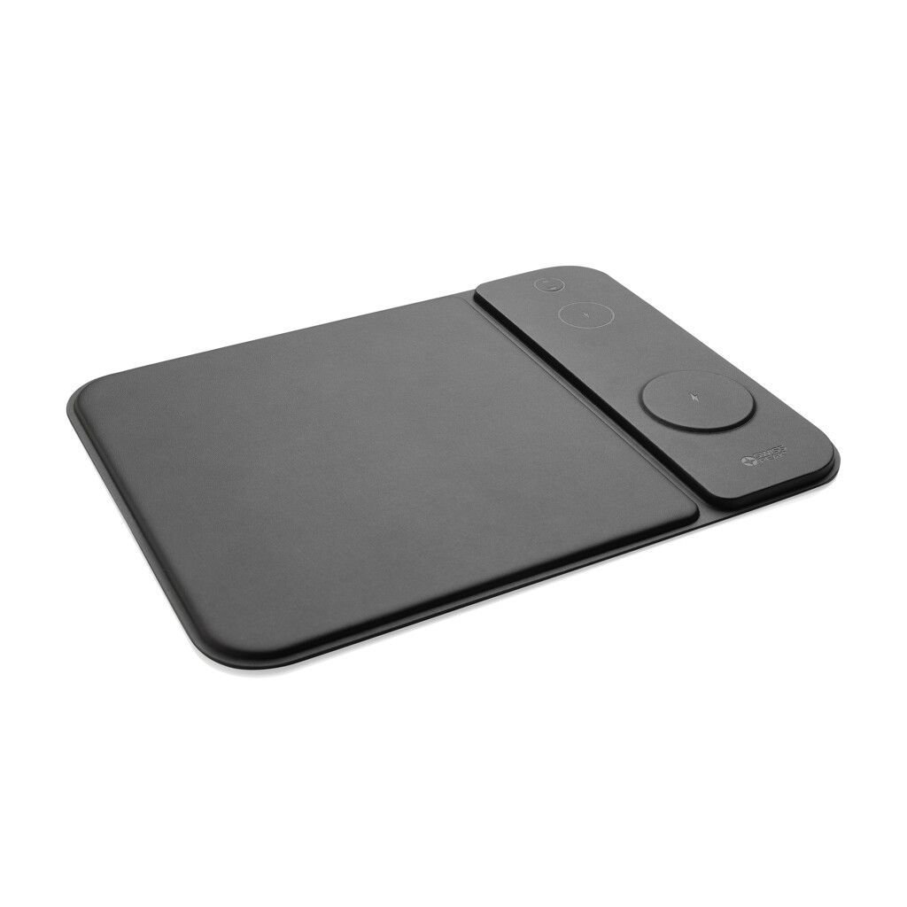 Swiss Peak 15W 3-in-1 Lade-Mauspad aus RCS recyceltem PU - schwarz-906