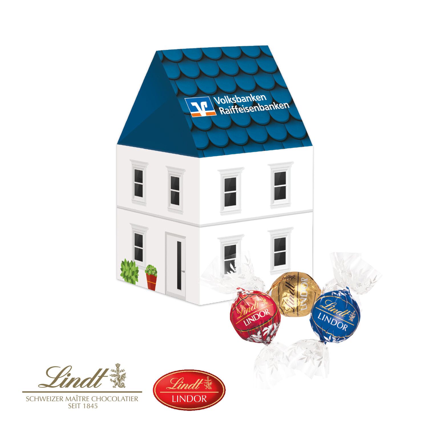 3D Präsent "Haus" mit Lindt Lindor Pralinés-404