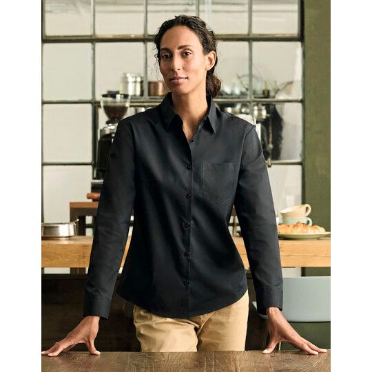 Ladies' Long Sleeve Classic Polycotton Poplin Shirt - white-913