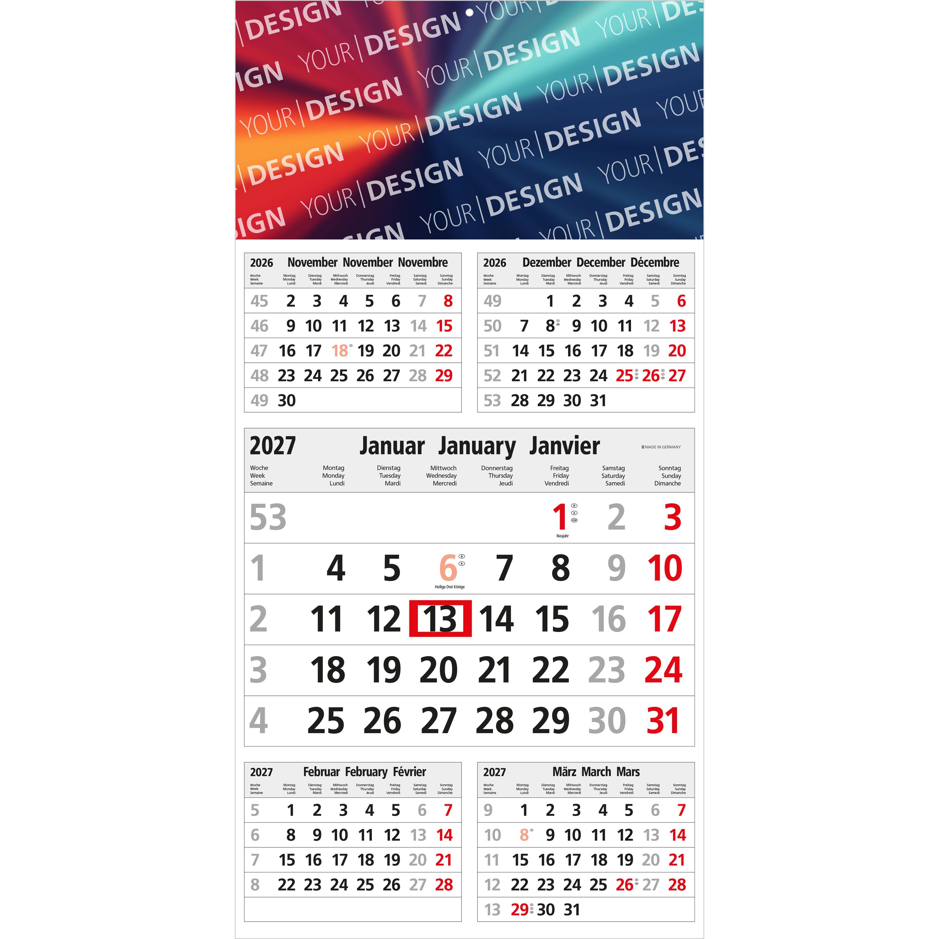 5-Monatskalender Einblatt Commerce 5 Post A-556