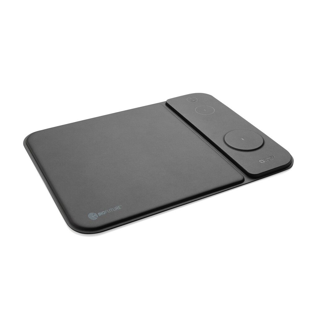 Swiss Peak 15W 3-in-1 Lade-Mauspad aus RCS recyceltem PU - schwarz-909