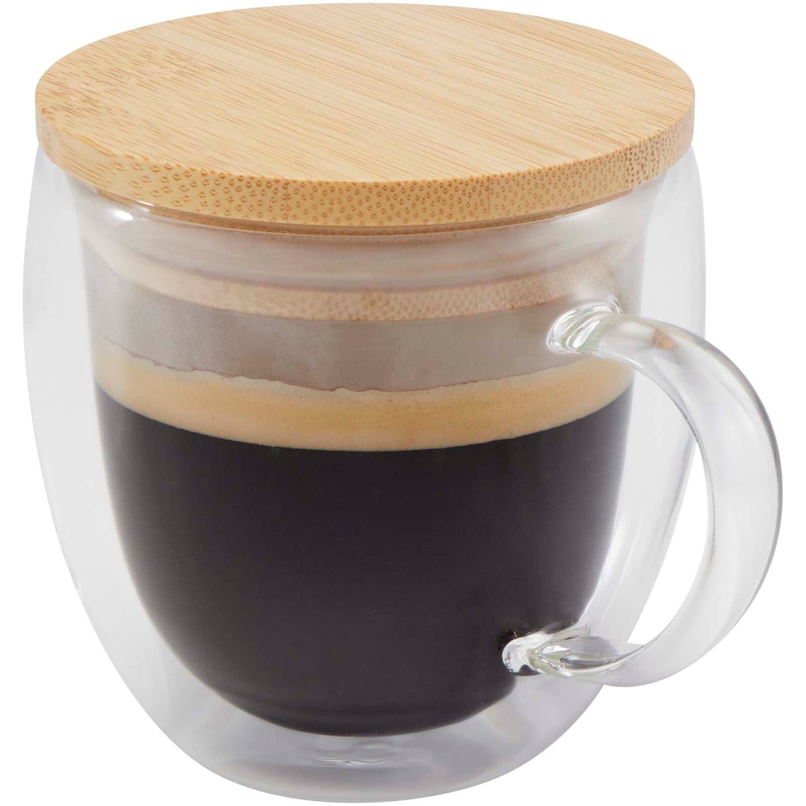 Lenora 250 ml Glasbecher mit Bambusdeckel - transparent klar-821
