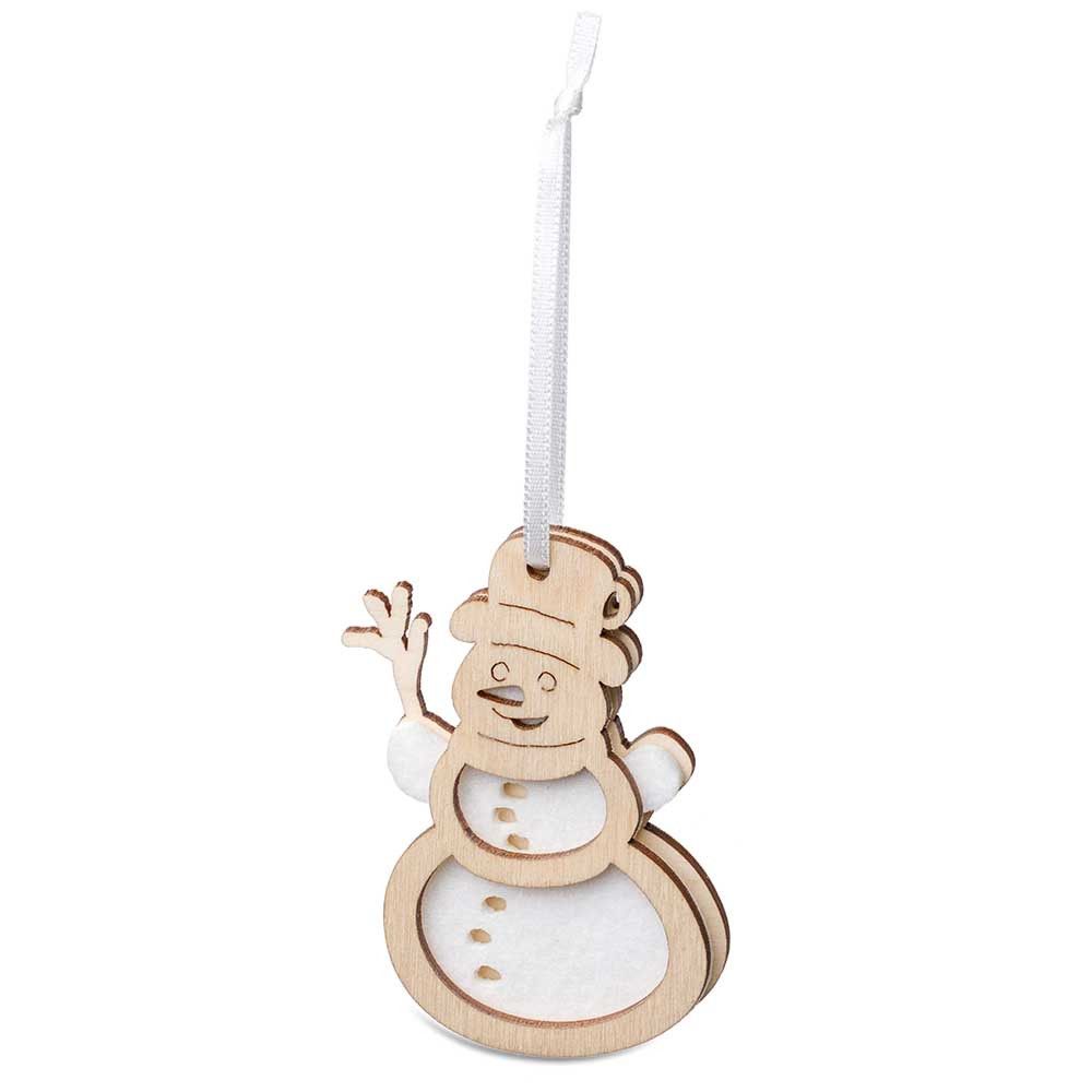 Holz-Filz Anhänger - Schneemann in Werbetüte-294