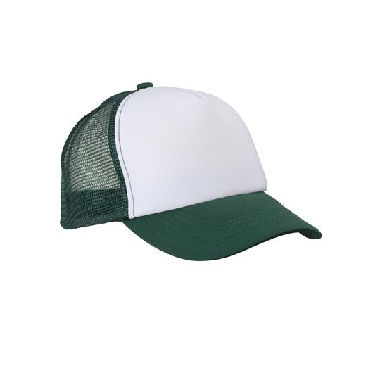 5-Panel Polyester Mesh Cap - white - dark green-783