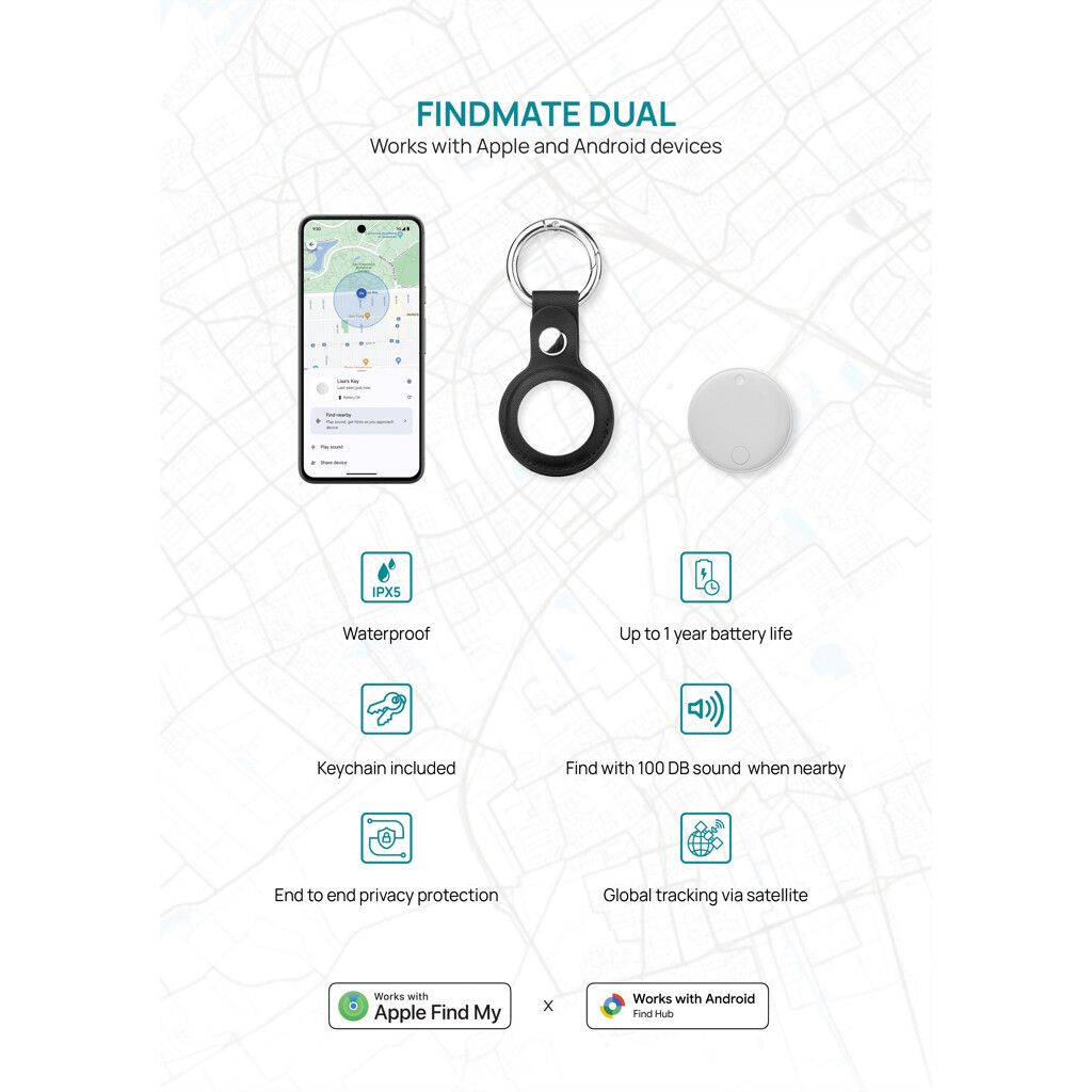 Findmate Dual IPX5 Artikel-Finder aus RCS recyceltem ABS - weiß-268