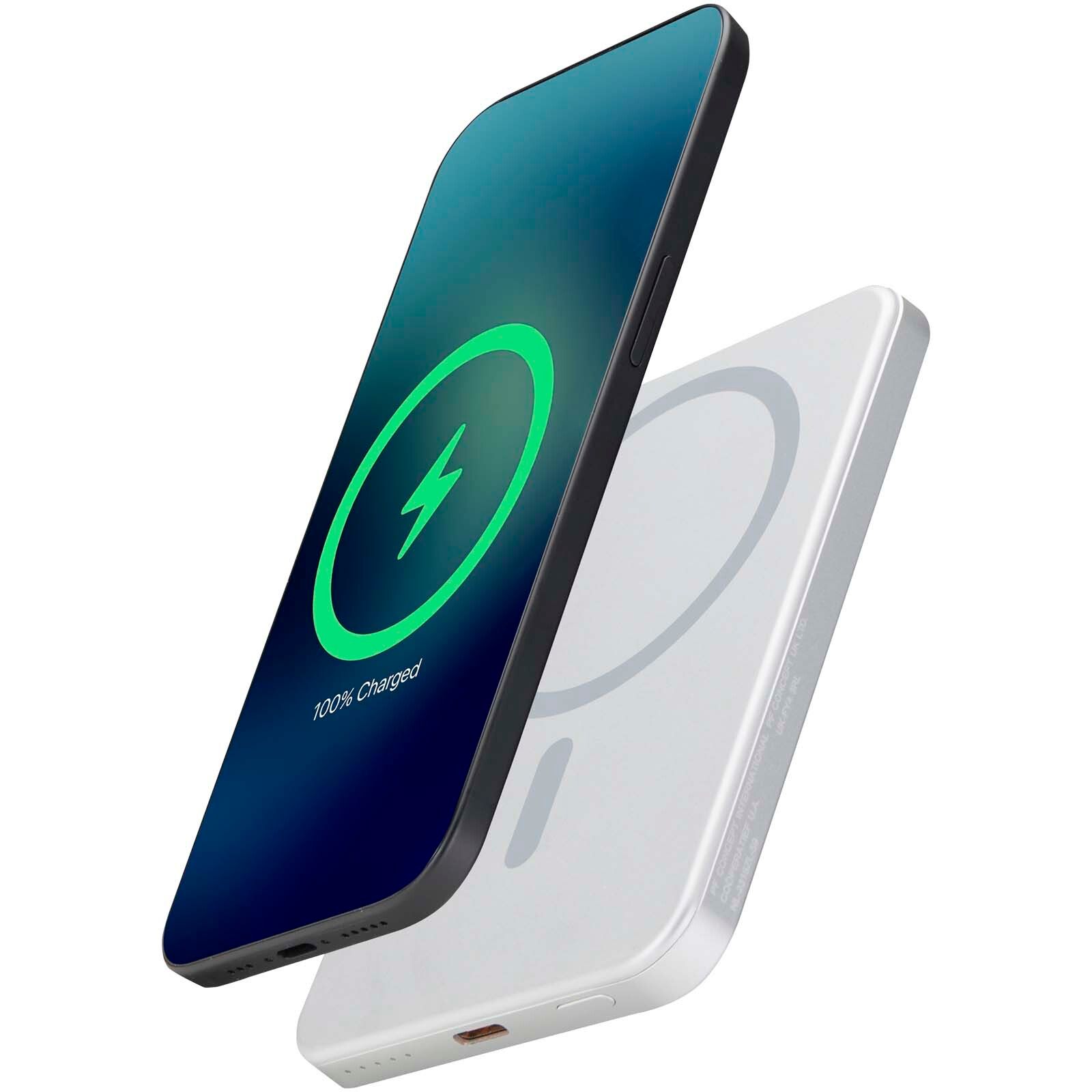 Avis 5000 mAh RCS Powerbank aus recyceltem Aluminium mit Magnetfunktion  - silber-264