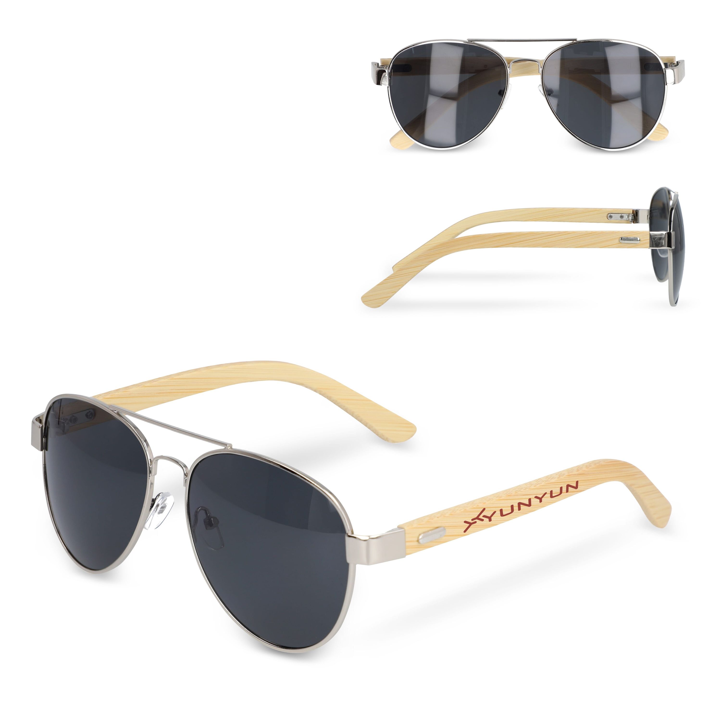 Piloten Sonnenbrille mit Bambus Bügeln - natur-104