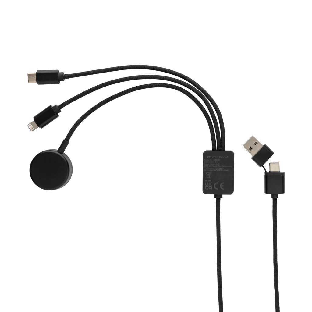 Terra RCS rPET 6-in-1-Ladekabel mit Uhrenladegerät - grau-254