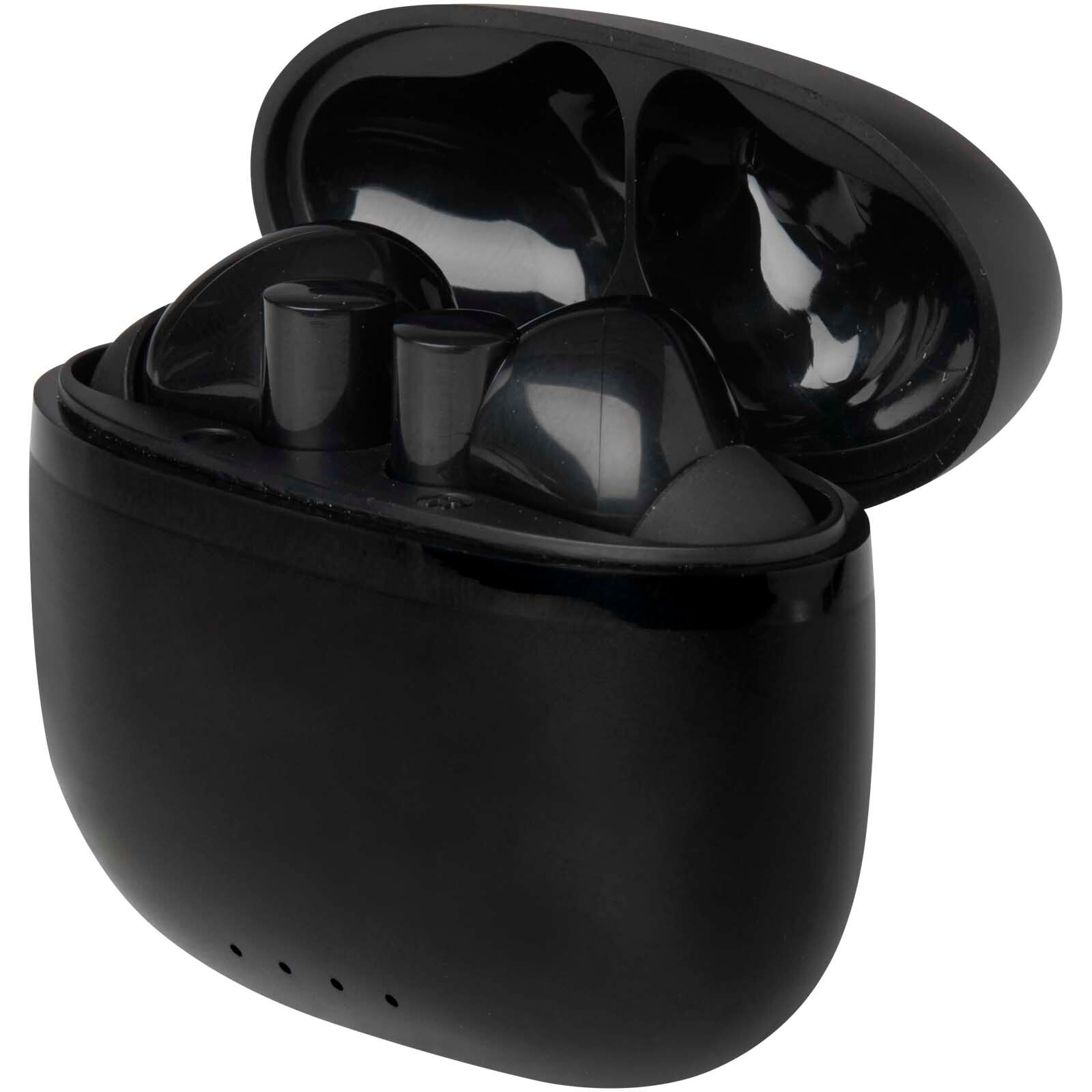 Alterf True Wireless Bluetooth Headset aus recyceltem Kunststoff mit Silikon-Ohrstöpseln - schwarz-1