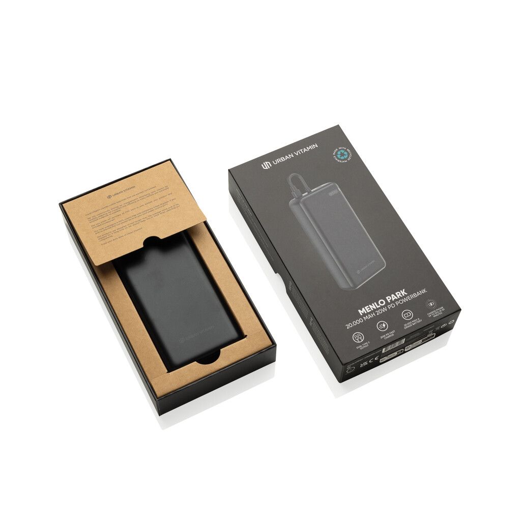 Urban Vitamin Menlo Park RCS rPlastik 20000 20W PD Powerbank - schwarz-305