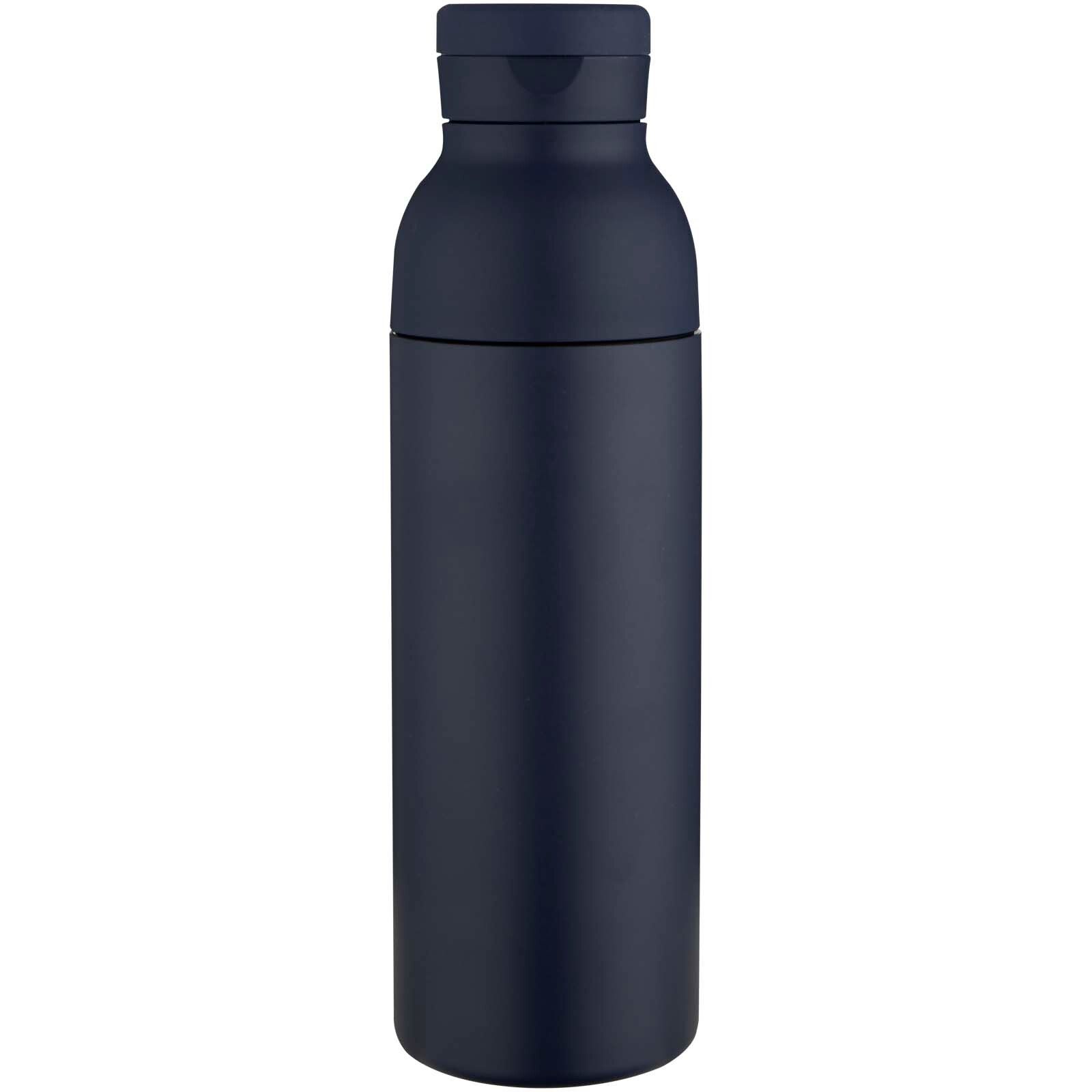Illuminate 650 ml RCS-zertifizierte doppelwandige Trinkflasche aus recyceltem Edelstahl mit 3-teiligem Deckelset  - navy-849