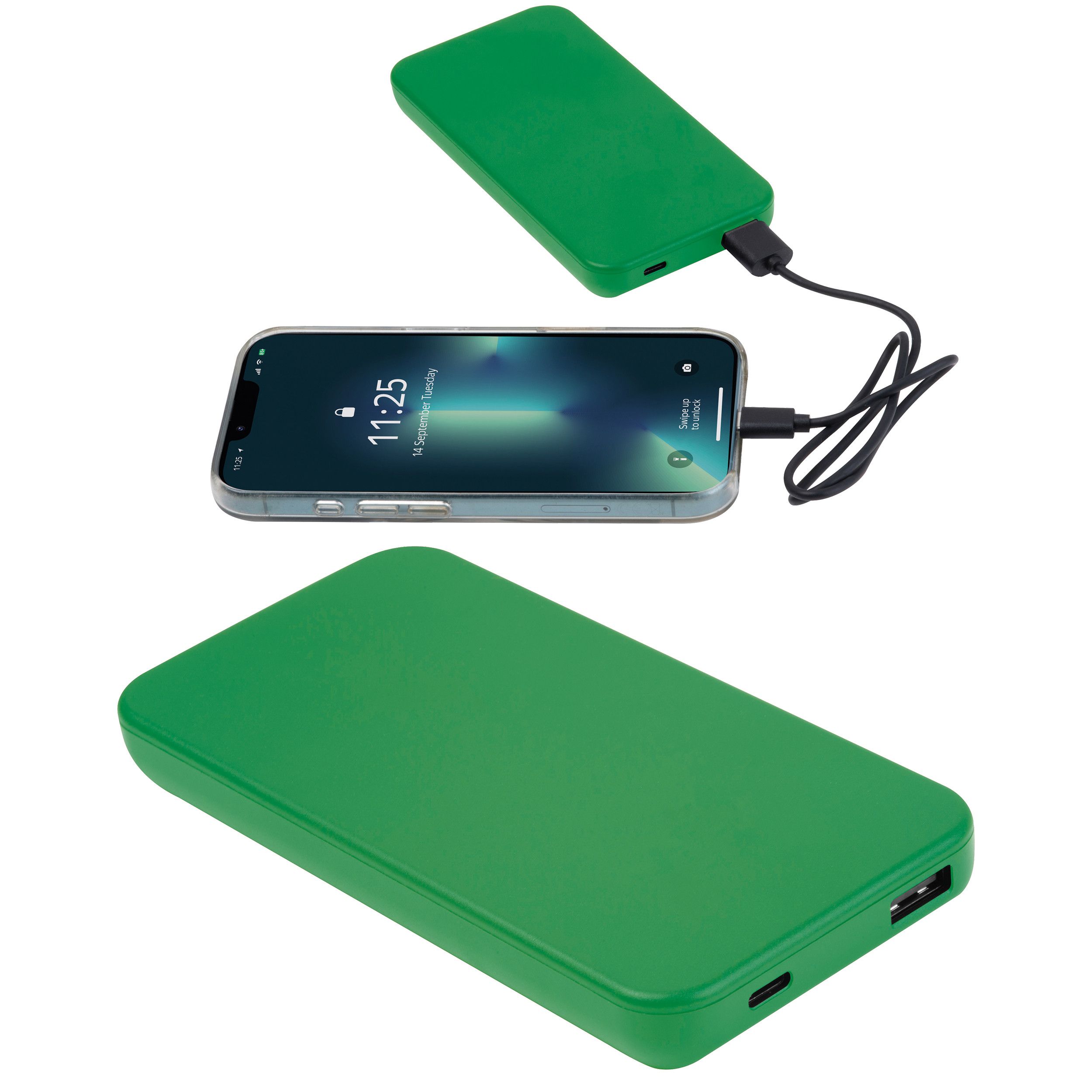 Recycelte Powerbank 10.000 mAh PRESTON - grün-627