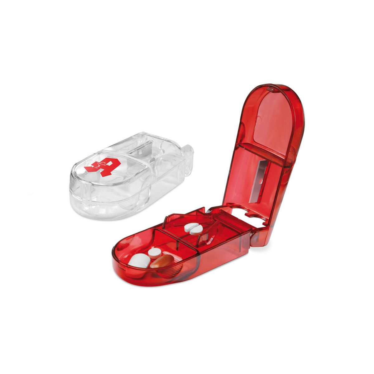 Pillendose Lambda - blau - transparent-206