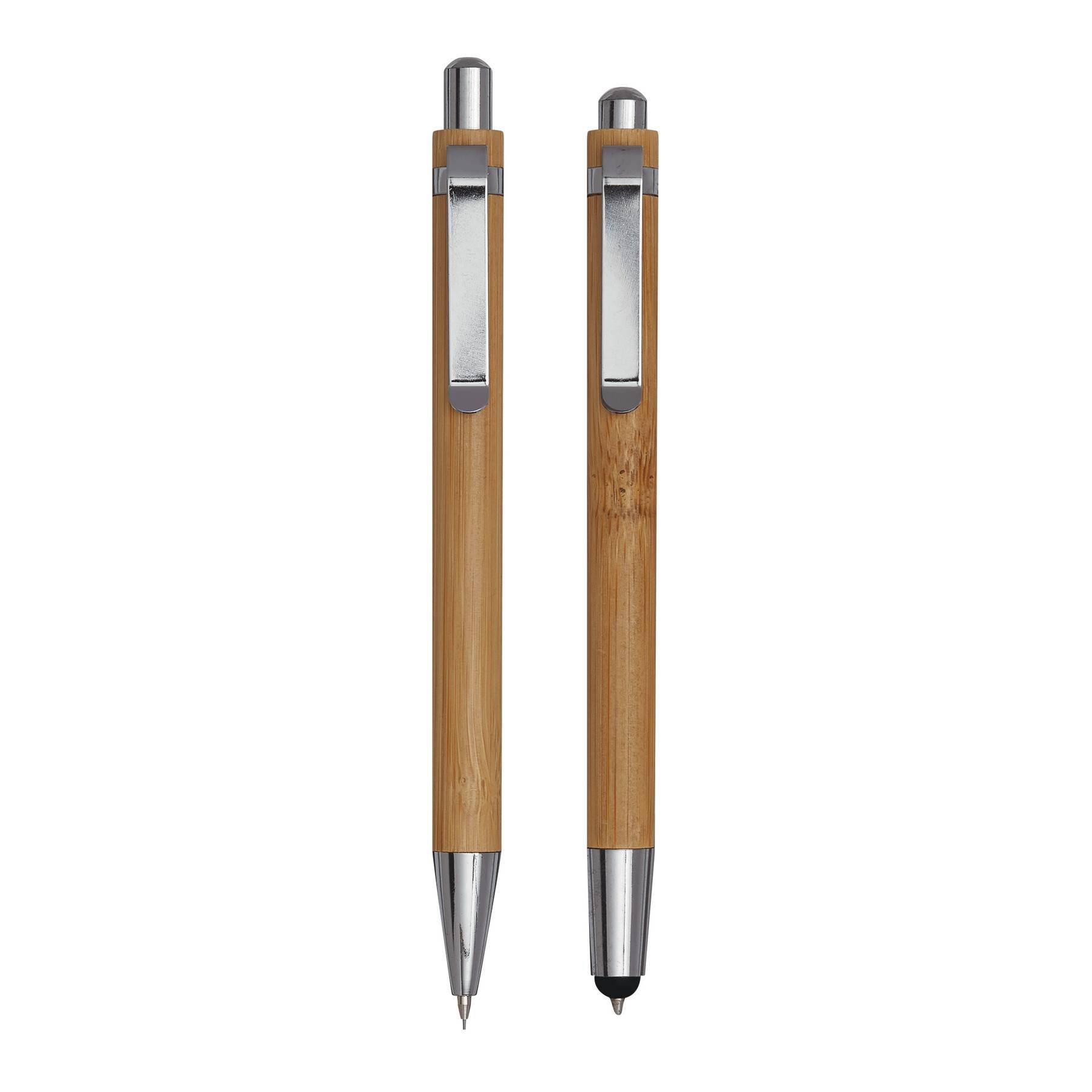 Schreibset DOUBLE BAMBOO - braun - silber-668