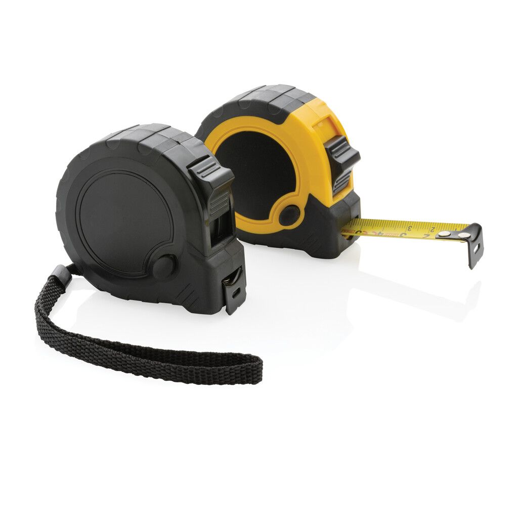 5m/19mm Maßband mit Stop-Taste aus RCS recycelt. Kunststoff - gelb-129