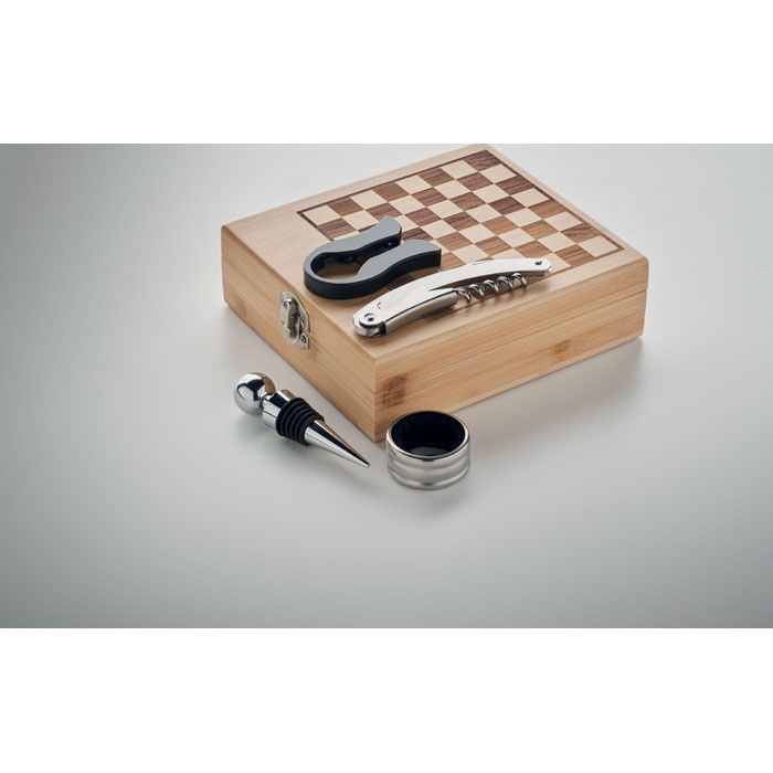 Weinset mit Schachspiel CHESSET - holz-501