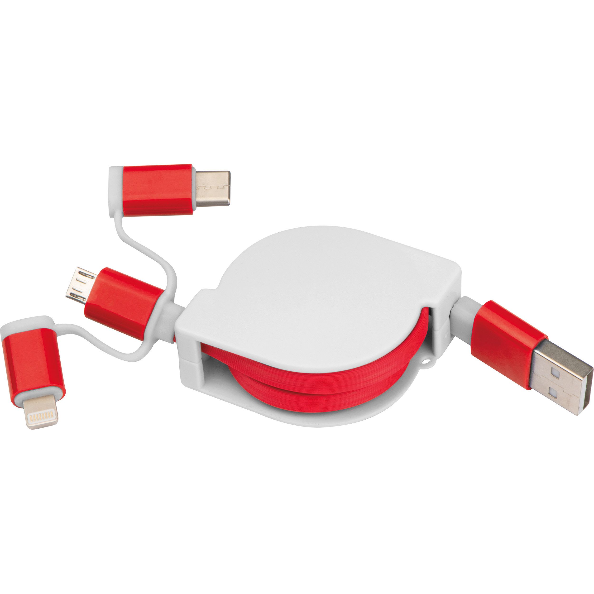 Ausziehbares Ladekabel 3in1 - rot-913