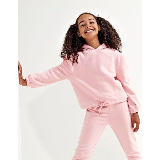 Kids Recycled Cropped Oversize Hoodie - light pink-233