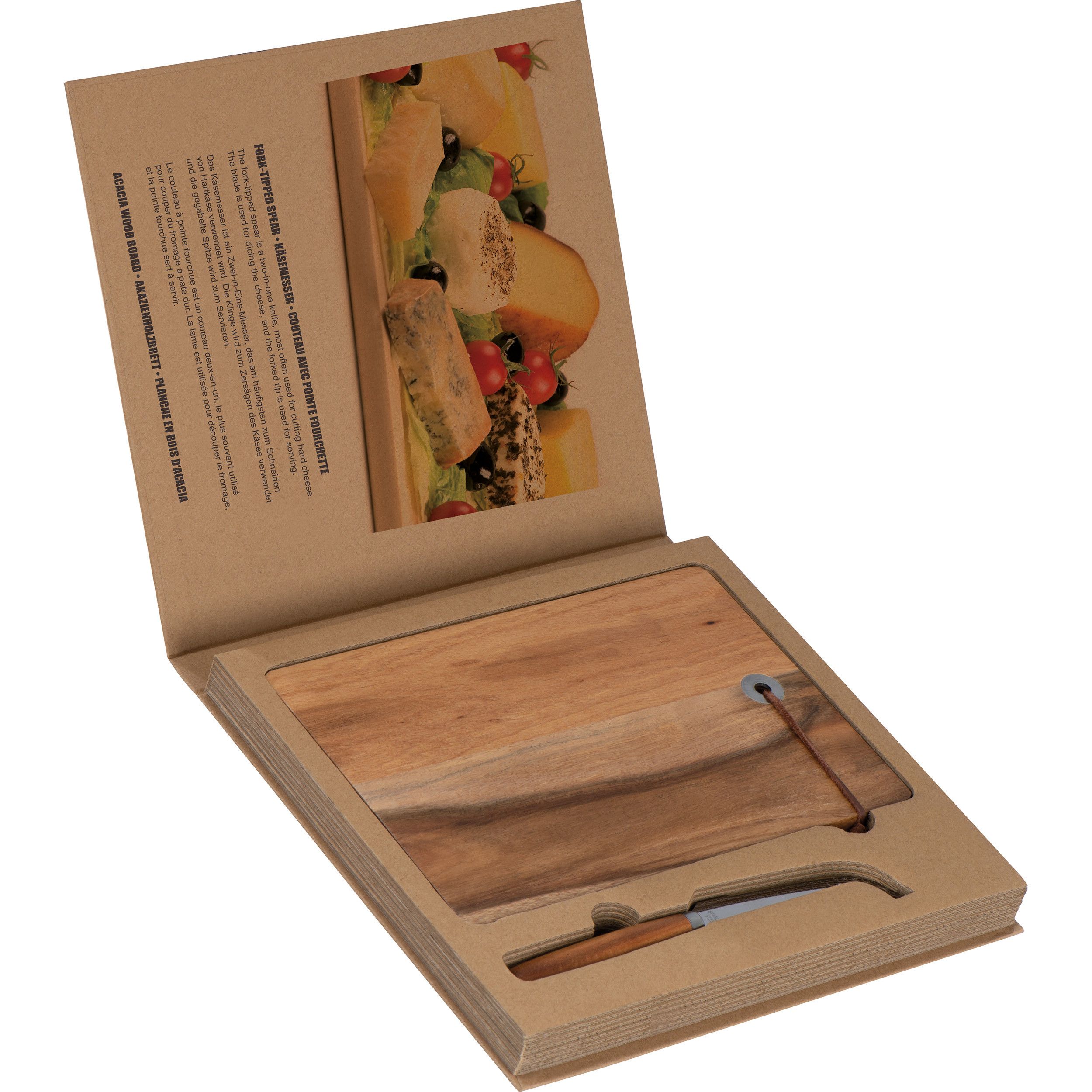 Holzbrett mit Käsemesser - braun-344