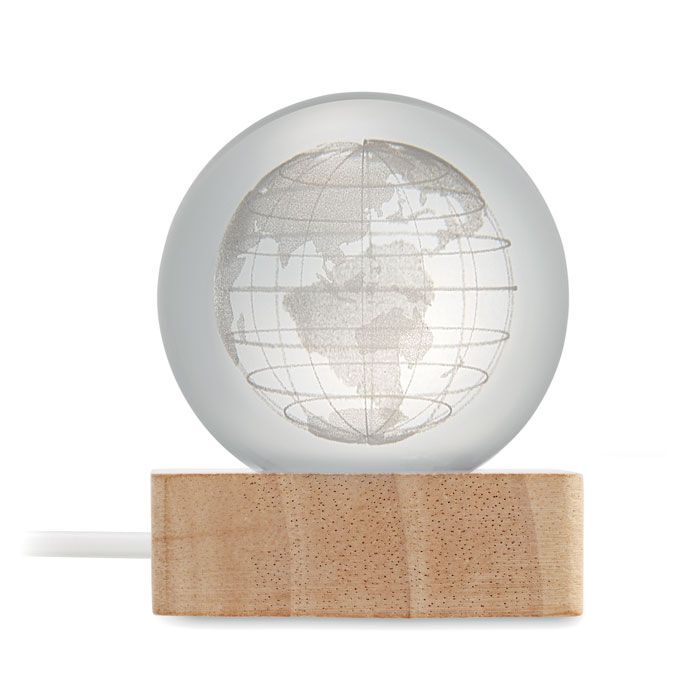 LED-Glaskugel Globus GLOBE LIGHT - holz-795