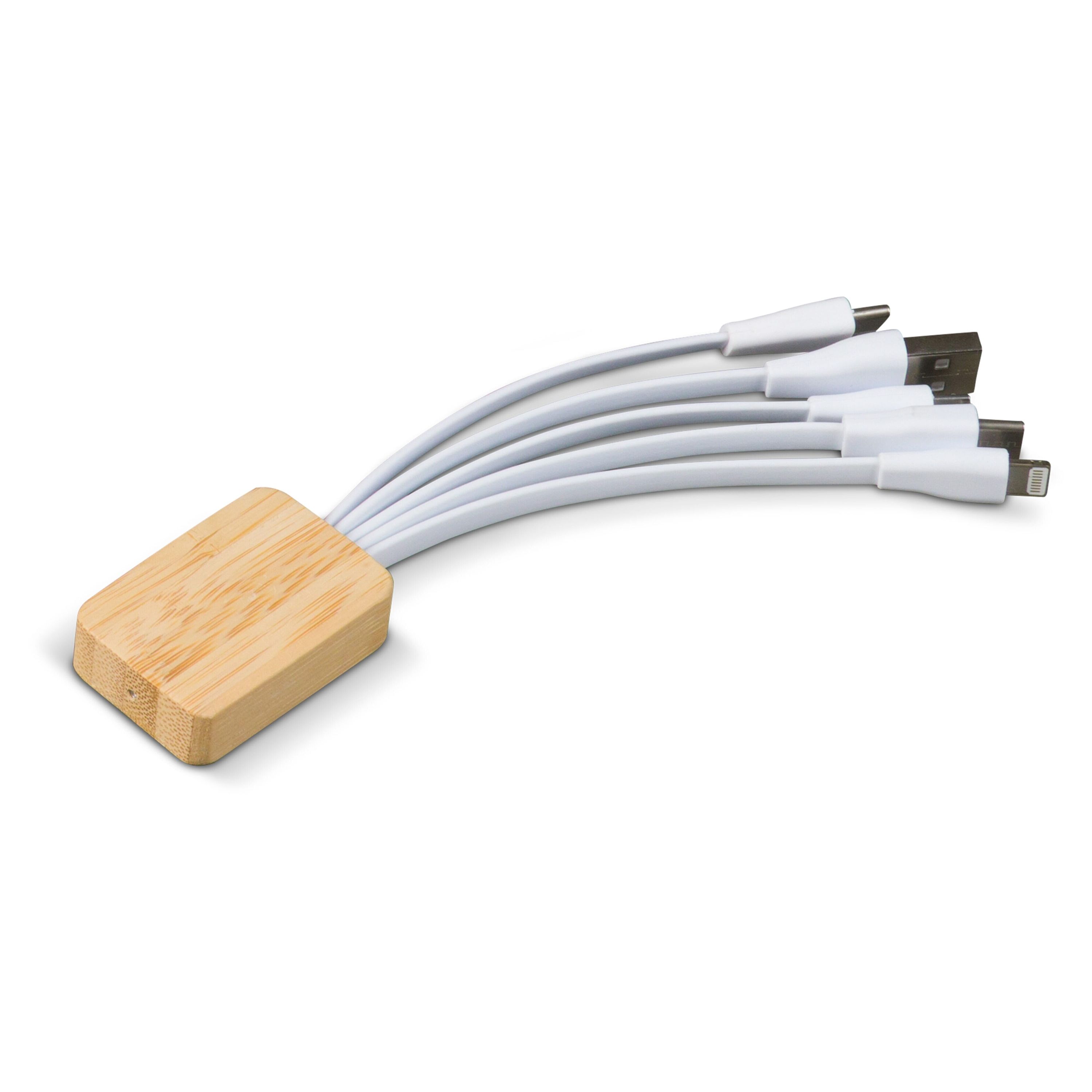 Ladekabel Bambus mit R-PET-Ummantelung - weiss-895
