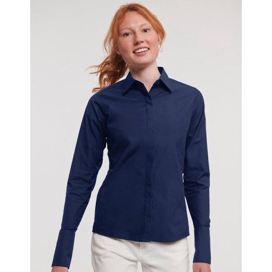Ladies' Long Sleeve Fitted Ultimate Stretch Shirt - white-222
