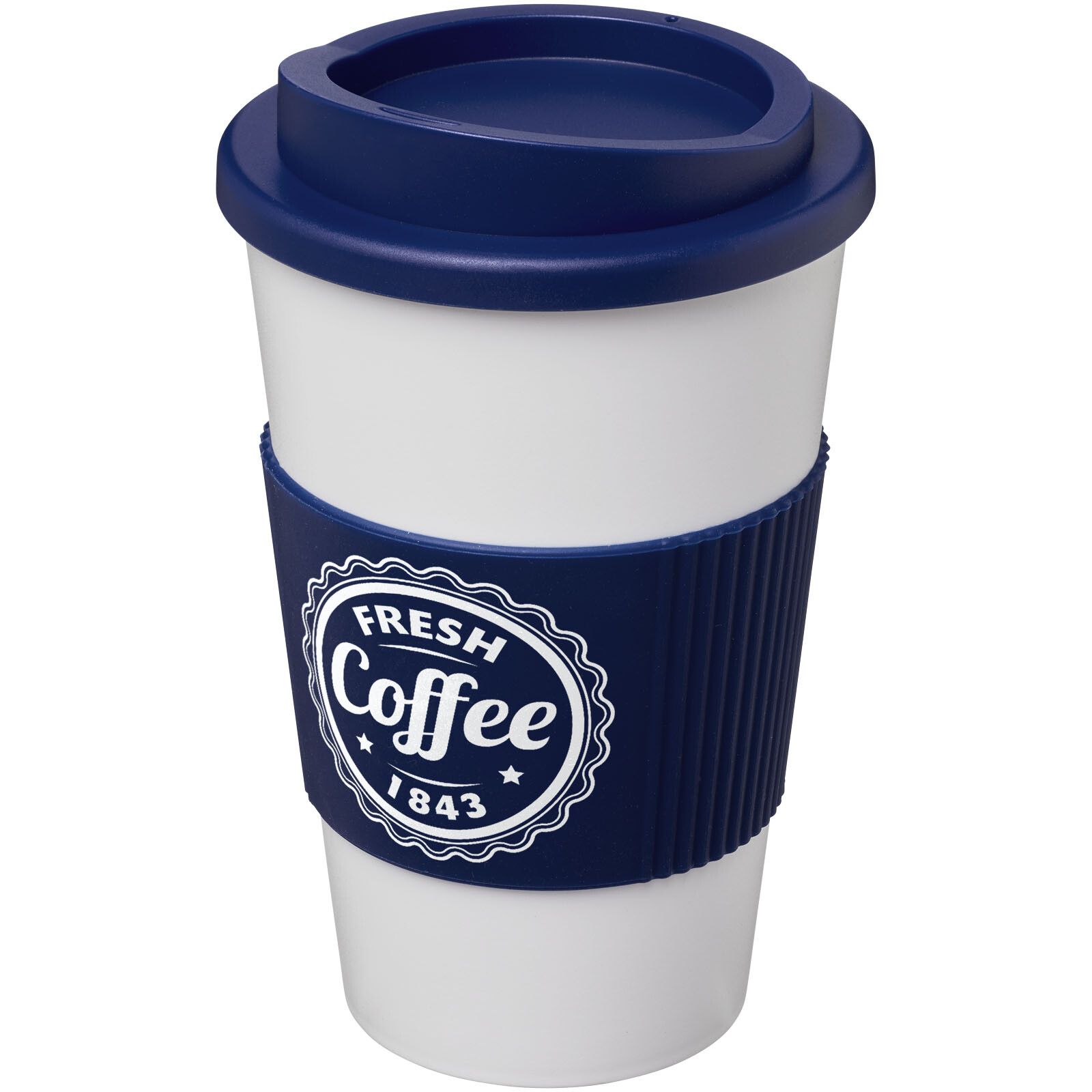 Americano 350 ml Isolierbecher mit Schutzring - blau -  weiss-233